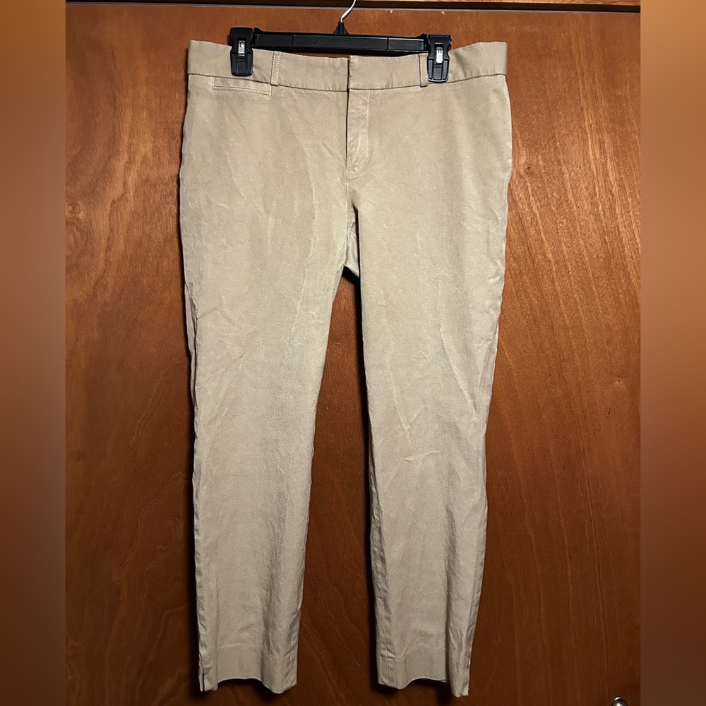 Banana Republic Women Sz 12 Pants Beige Viscose Blend Sloan Skinny Ankle Stretch